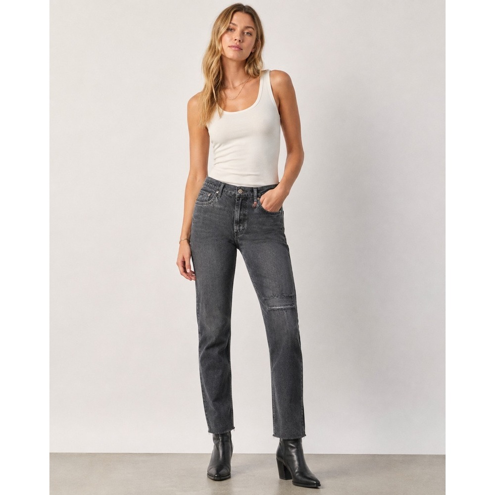 Free People We The Free Vixen Cigarette Rock N Roll Jeans Black Distressed 30